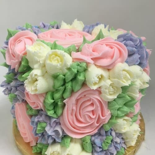 Floral Bouquet Cake 6-Inch Double Layer (serves 12-15)